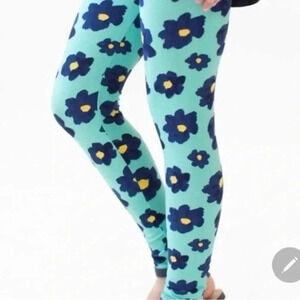 Agnes & Dora Navy Blue Aqua Floral Leggings Buttery Soft Quality Size S/M